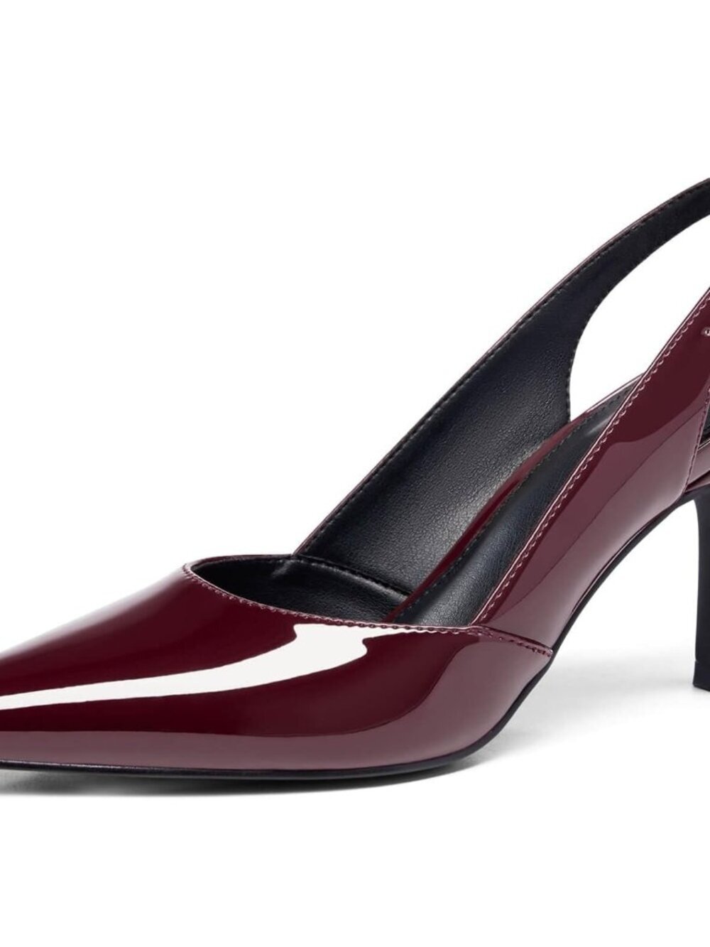 Women's Burgundy Slingback Kitten Heels Closed Pointed Toe Pumps Shoes